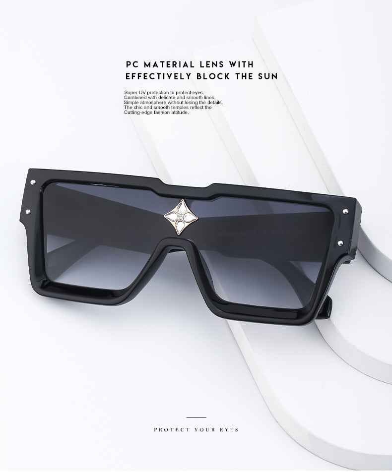 2025European and American 0k Rich Women Large Frame Sunglasses New One-piece Internet Celebrity Sunglasses for Women Trendy sunglasses