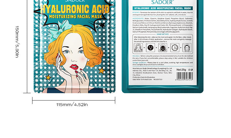 Full English Goddess Mask SADOER Hyaluronic Acid Moisturizing Hydrating Face Mask Sheets Wholesale for  Trade