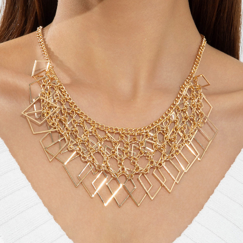 European and American Ornament Fashion Hip-Hop Short Thick Chain Geometric Necklace Metal Exaggerated Necklace