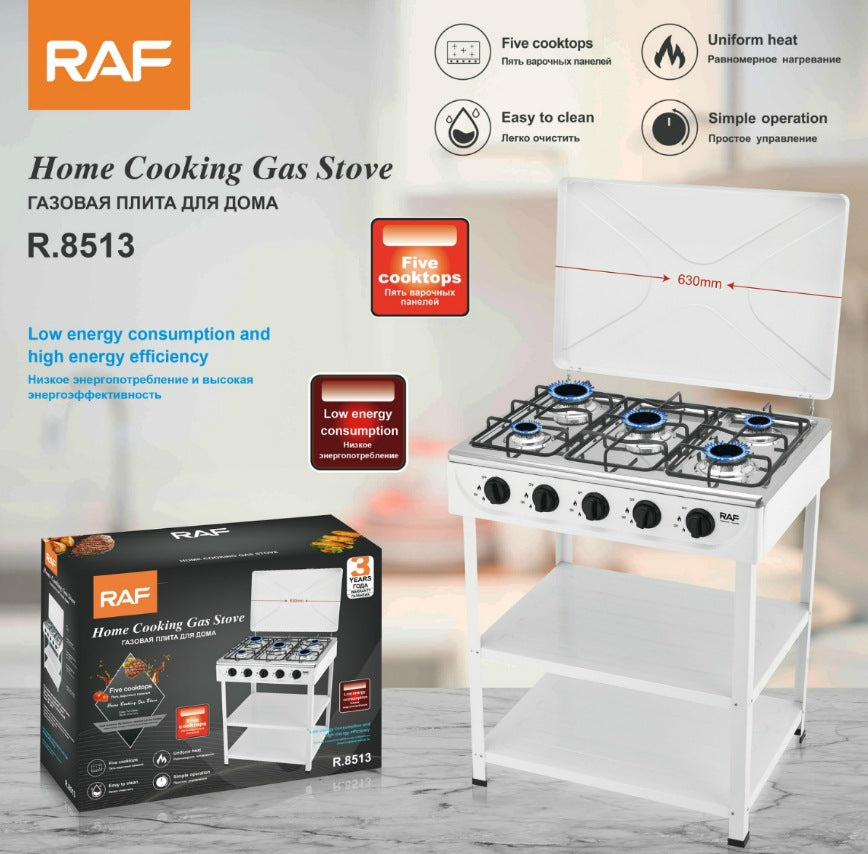 RAF European Standard Gas Five-Burner Stove Panel Household Low Energy Liquefied Gas Tabletop Flameout Protection R.8513