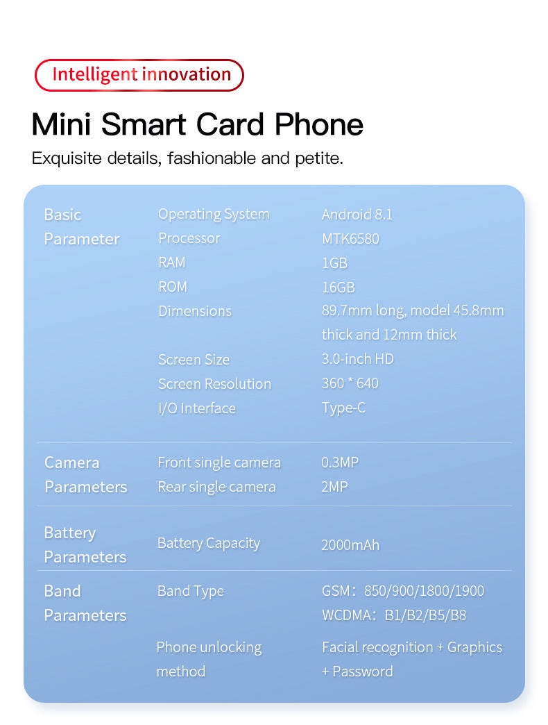 MINF8promax Mini Smart Small Phone3.0Screen3G Network Android Foreign Language