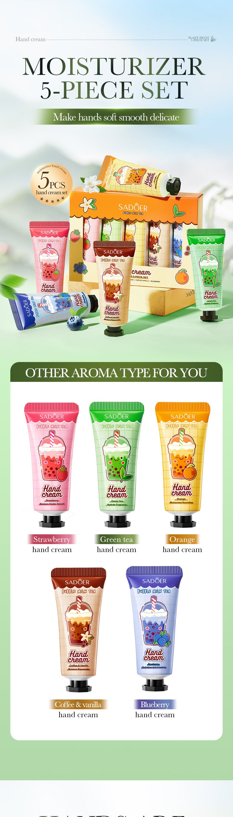 Full English Milk Tea Fruit Fragrance Hand Cream Set SADOER Autumn and winter hand cream  foreign trade wholesale