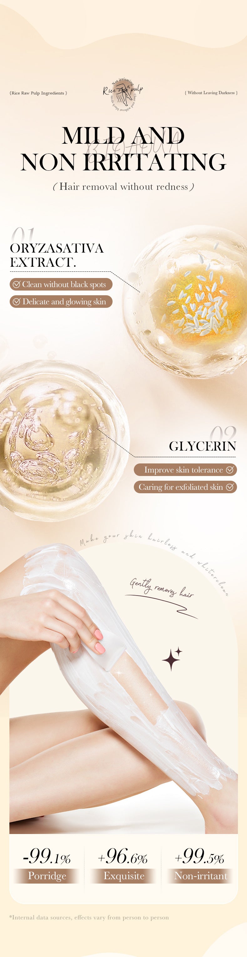 Rice Puree Whitening Hair Removal Cream BIOAOUA Soothing Leg Hair Removal Body Hair Removal Cream Wholesale