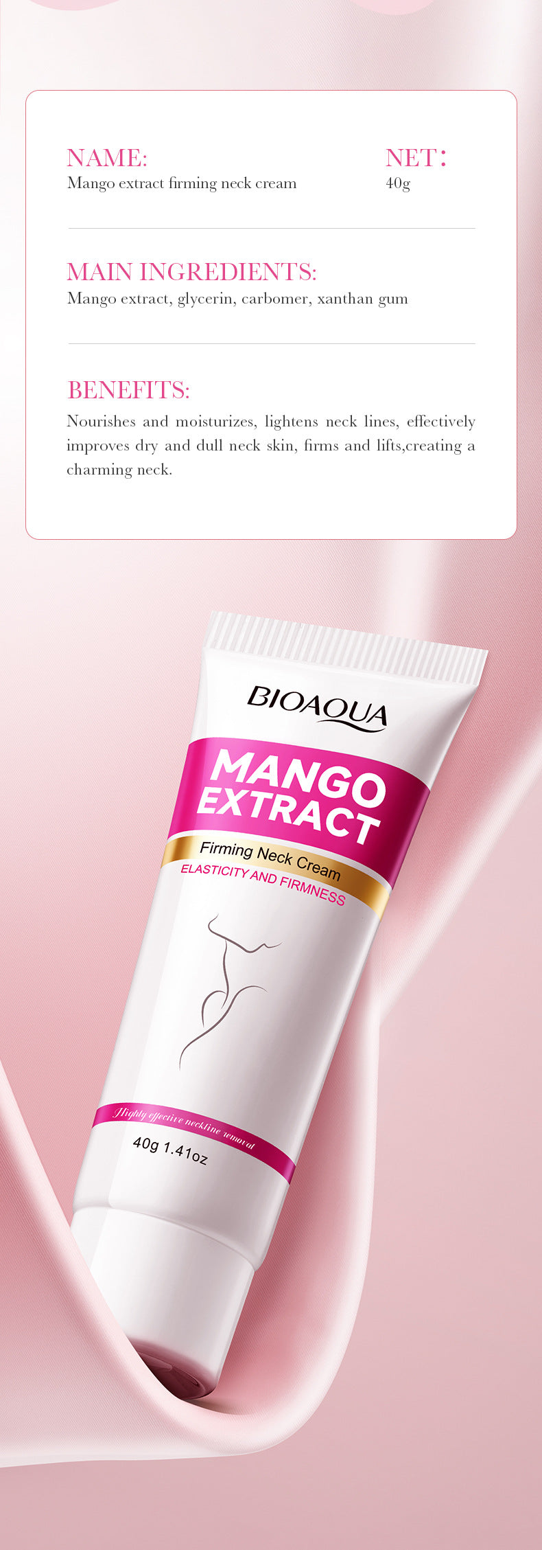 Mango Neck Cream BIOAOUA Firming, Hydrating, Skin-Refining, Fine Line Neck Cream for  Wholesale