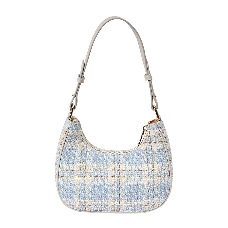 Unique Designer Trendy Women's Bag2024Summer New Fashion Versatile Plaid Crescent Underarm Handbag