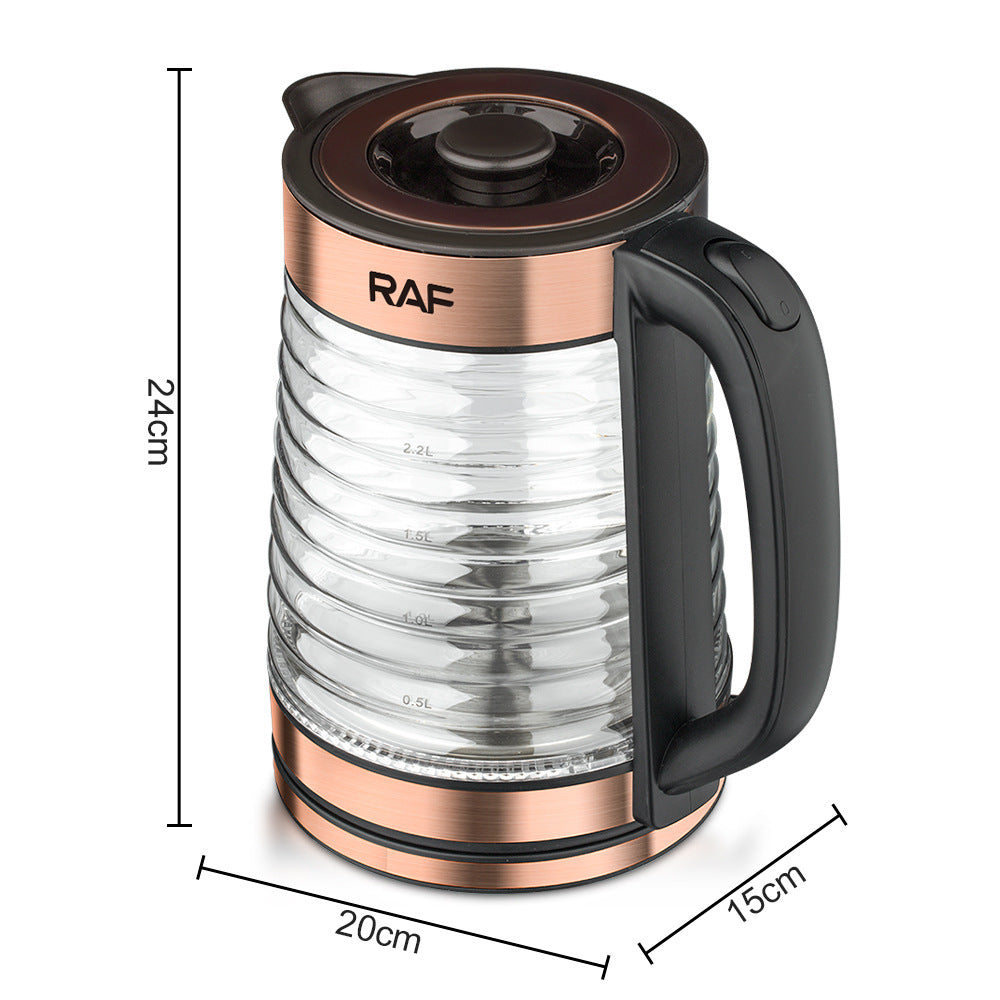 RAF European Standard Transparent Glass2.2L Electric Kettle Automatic Large Capacity Multi-Functional Kettle Overheat Protection