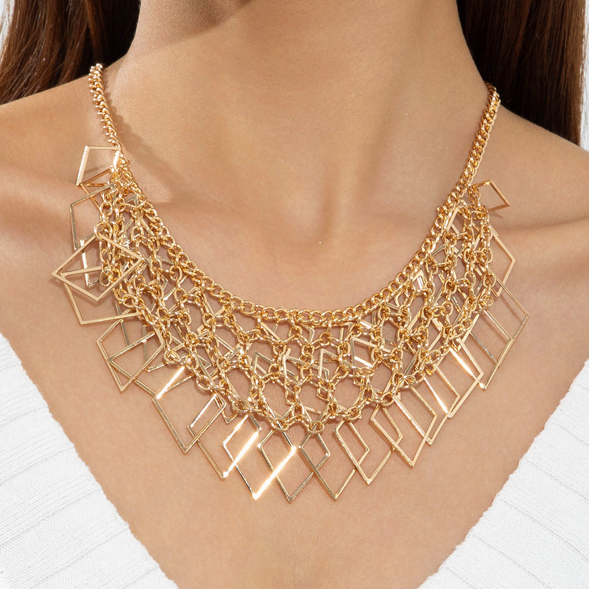 European and American Ornament Fashion Hip-Hop Short Thick Chain Geometric Necklace Metal Exaggerated Necklace