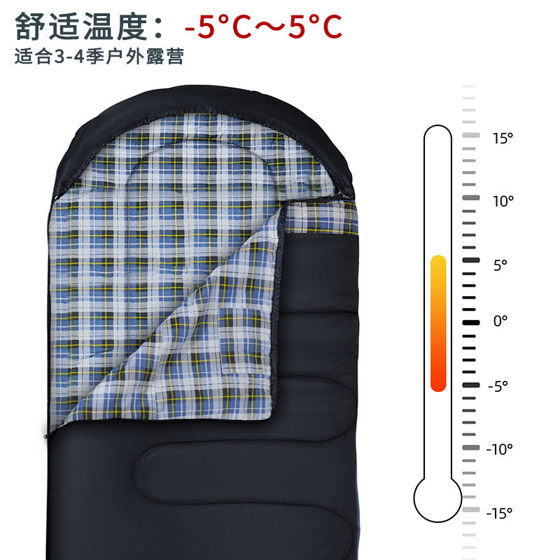 Winter Sleeping Bag Thickened and Widened Warm Quilt Envelope Style Outdoor Camping Adult Sleeping Bag2kg