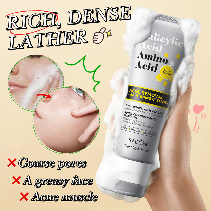 Facial Cleanser SADOER Salicylic Acid Amino Acid Double Effect Cleansing Cleanser Cross-Border Foreign Trade Wholesale