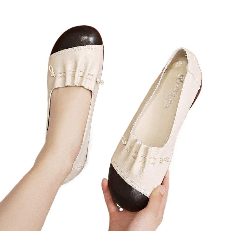 Soft Bottom2025New Spring and Summer Women's Casual Leather Shoes Flat Bottom Middle-aged and Elderly ladieswear Shoes Non-slip Women's Shoes