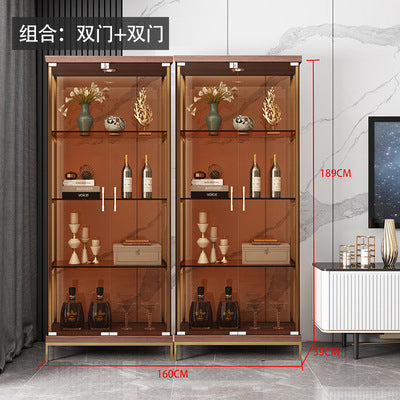Simple Wine Cabinet Wall-Mounted Living Room Modern Simple Glass Storage Cabinet Home Storage Cabinet Light Luxury High-End Display Cabinet