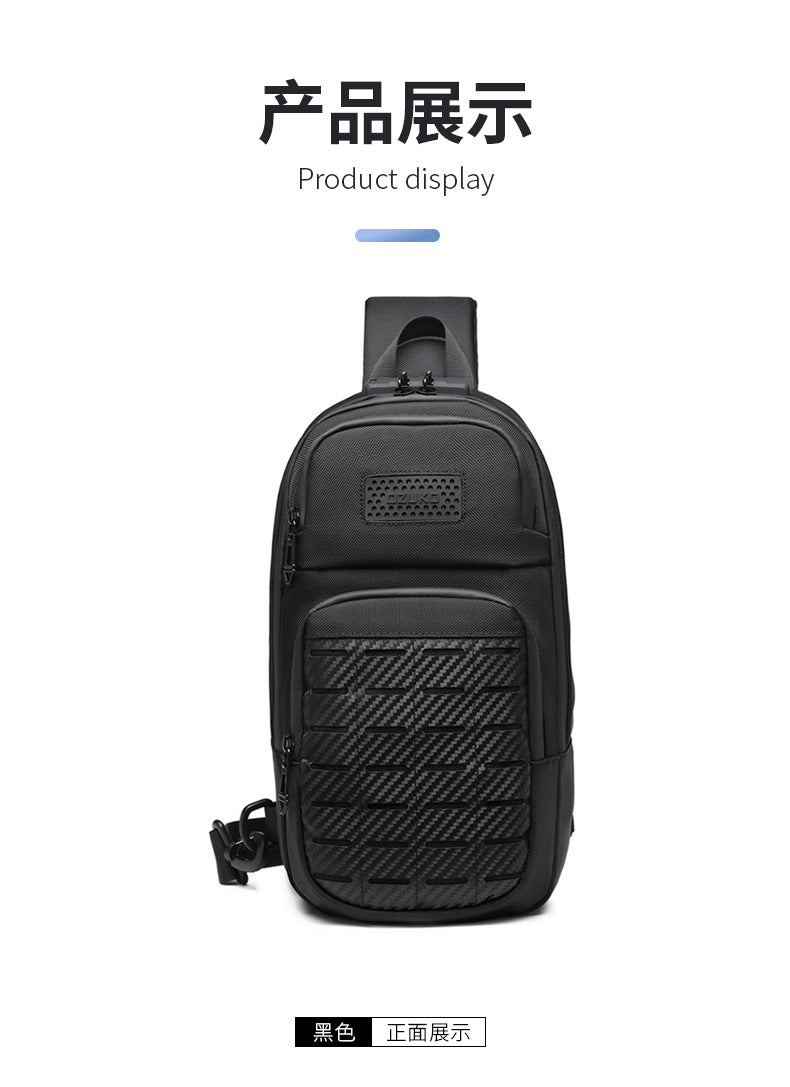OZUKO Men's Tactical Chest Bag Waterproof Oxford Cloth Crossbody Chest Bag Trendy Outdoor Sports Shoulder Bag
