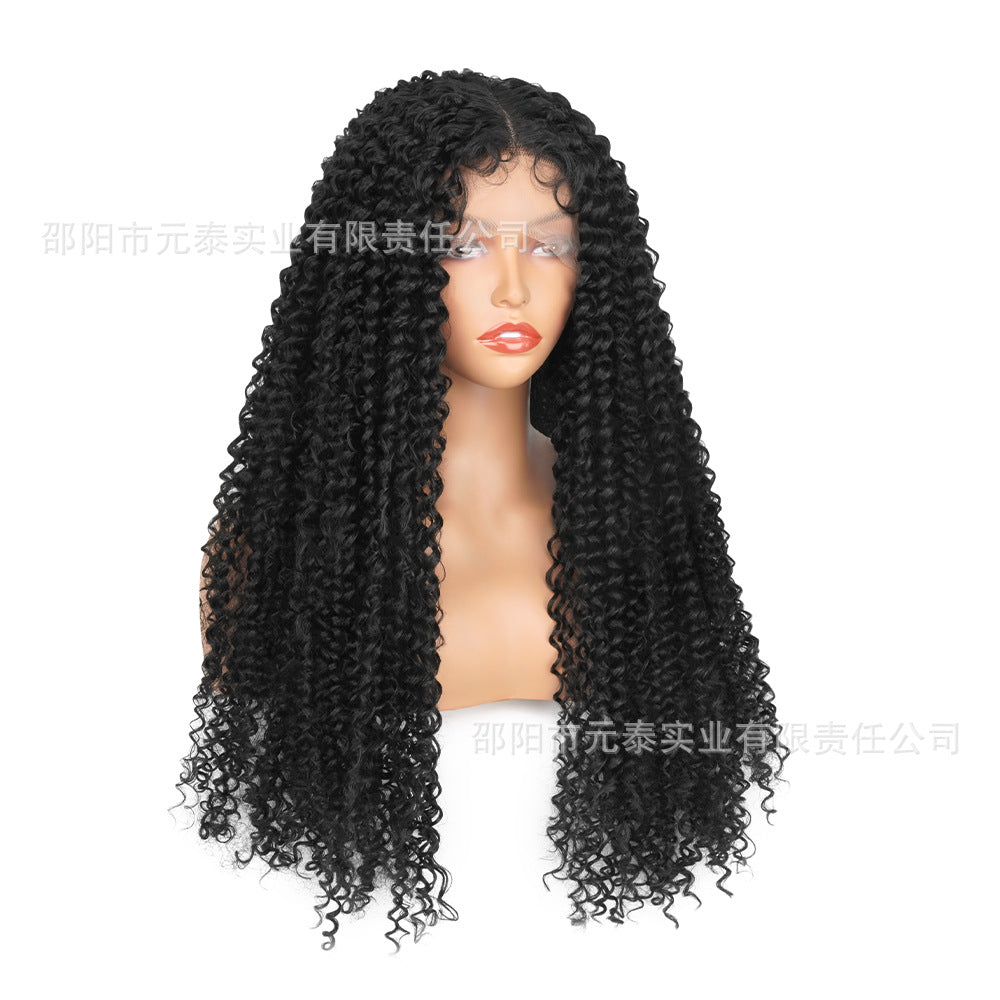 13X4X1Small Front Lace Wig African Small Curly Hair Synthetic Wig Corn Silk Curly Wig Cross-Border Hot Sale