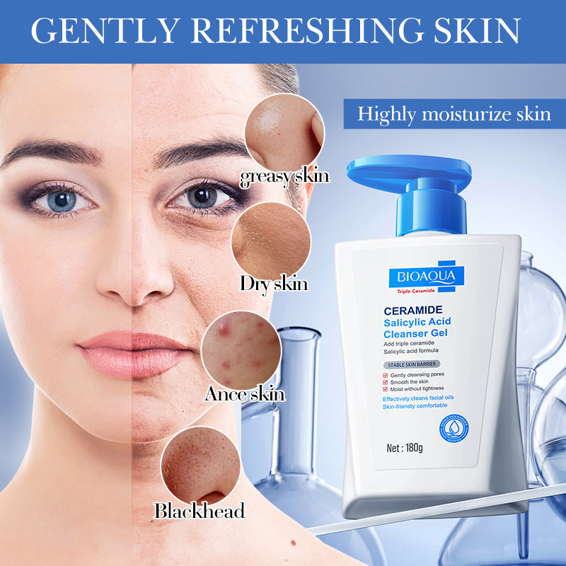 BIOAOUA Ceramide Salicylic Acid Cleansing Gel Cleansing facial cleanser  foreign trade wholesale