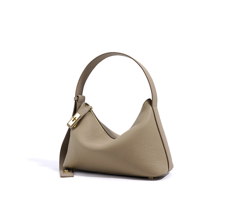 European and American High-End Luxury Handbag for Women, Niche Design, Underarm, Single Shoulder, Crossbody, Dumpling Shape, Genuine Leather, Cowhide, Pillow Bag