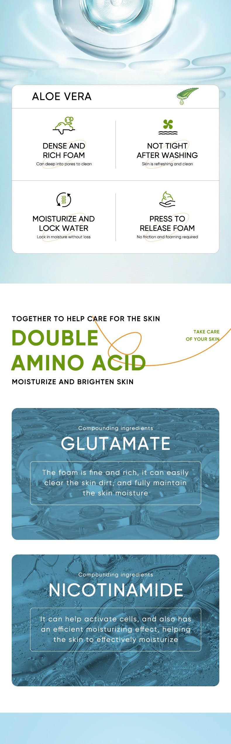 Full English Aloe Vera Skincare Set SADOER Cleansing, hydrating, moisturizing, and nourishing  foreign trade manufacturer wholesale