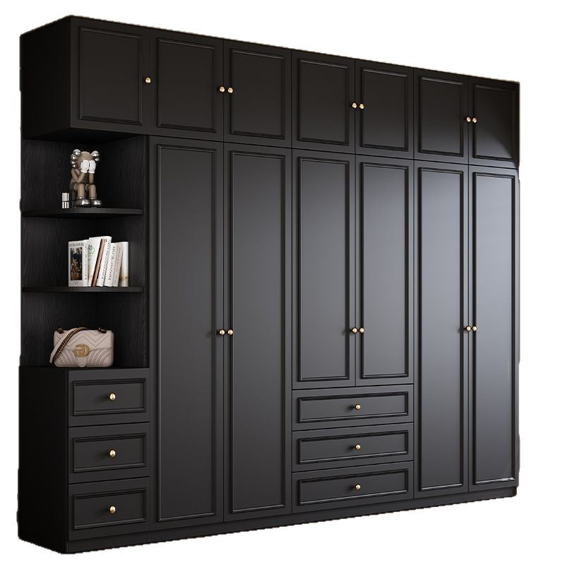 Vintage Style Wardrobe Black Cabinet Wardrobe for Home Bedroom Small Apartment Modern Simple Side Cabinet Top Cabinet Furniture Wardrobe