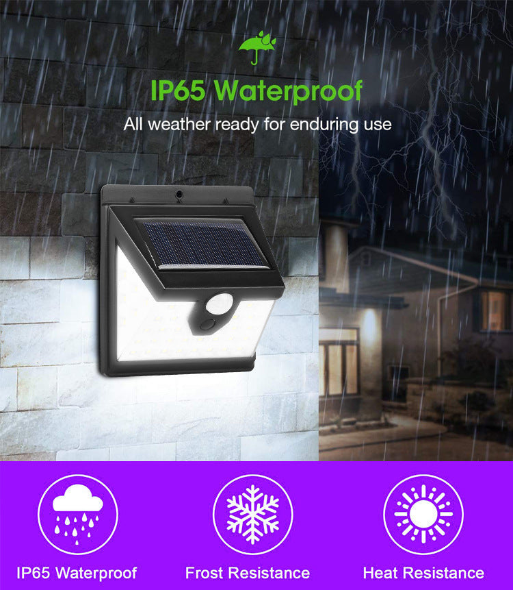 Outdoor Solar Lights40LED Human Body Sensor Wall Light Waterproof Garden Light Garden Light Three-sided Illuminated Small Street Light