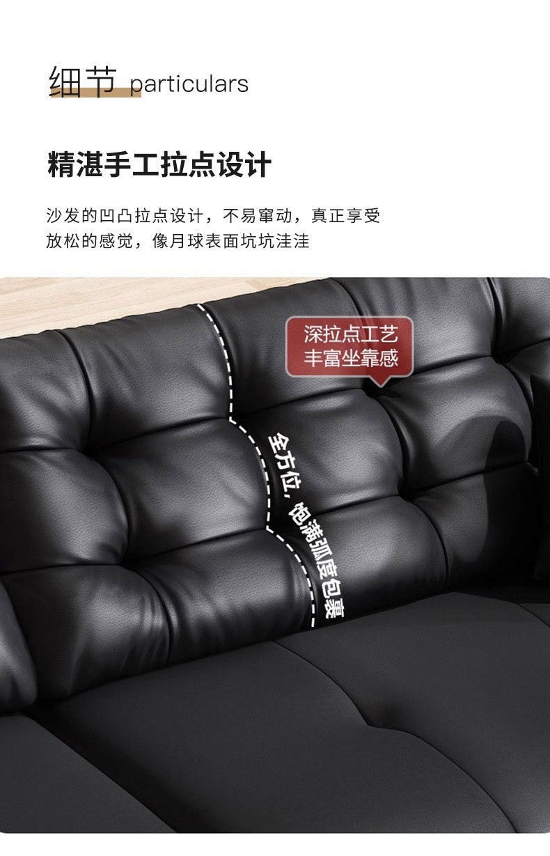 Italian Minimalist Big Black Bear Sofa Living Room Genuine Leather Sofa Top Layer Cowhide High Back Black Leather Art Sofa Shipping and tax not included