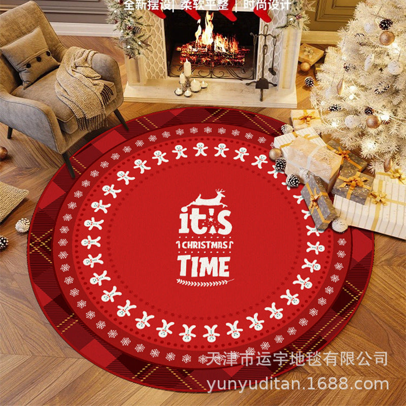 Christmas Carpet Round Living Room Mat Christmas Decoration Atmosphere Mat Christmas Tree Mat Labeling and Shipping