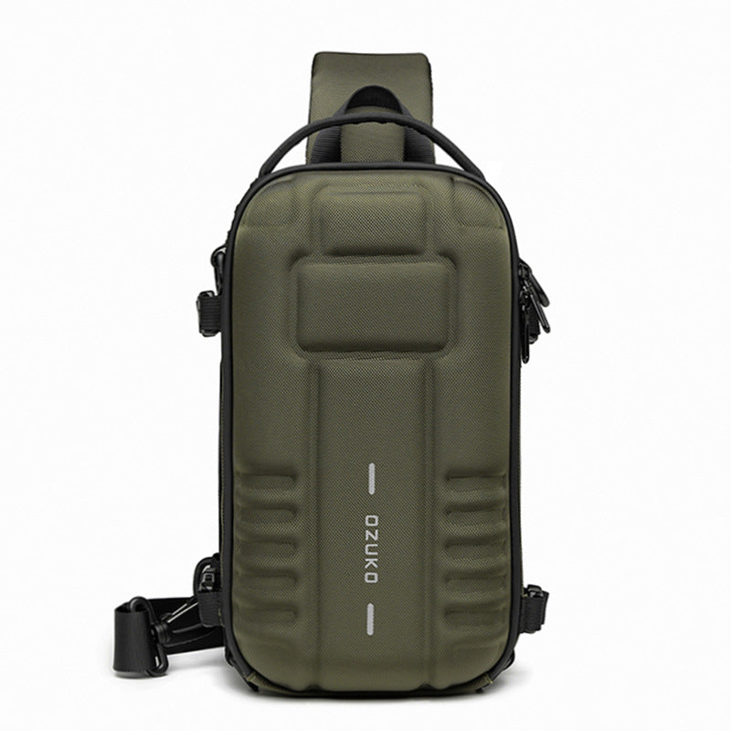 OZUKO EVA Hard Shell Chest Bag Men's Crossbody Bag Tactical Functional Waterproof Large Capacity Outdoor Cycling Bag