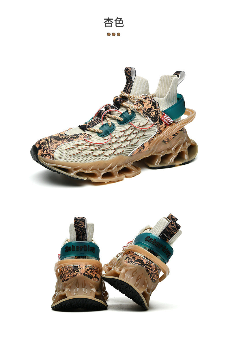 Chinese Style Men's Shoes Spring and Autumn Running Shoes Basketball Sports Shoes Ultra-light Shock-absorbing Breathable Running Blade Shoes Chinese Style Design