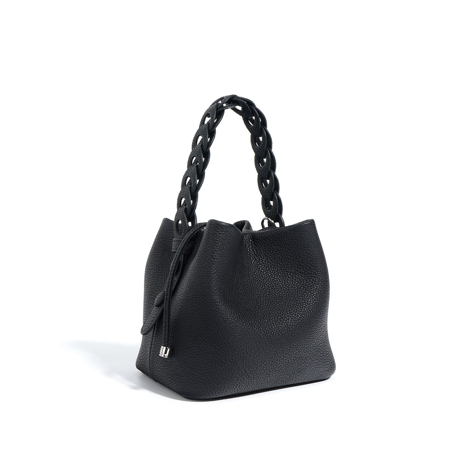 European Style New Top Layer Cowhide Bucket Bag High-Quality Genuine Leather Fashion Women's Handbag Tote Shoulder Crossbody Bag Woven