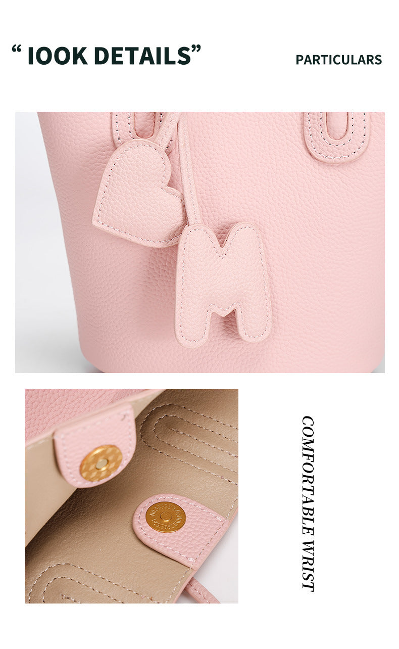 Korean Style Basket Handbag for Women, Versatile Bucket Crossbody Bag, Spring and Autumn Textured Trendy Shoulder Bag for Women