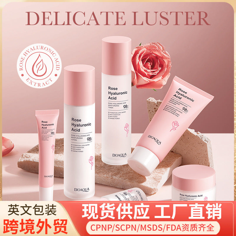 BIOAOUA Rose Hyaluronic Acid Moisturizing Six-piece Set Hydrating skin care product set  wholesale