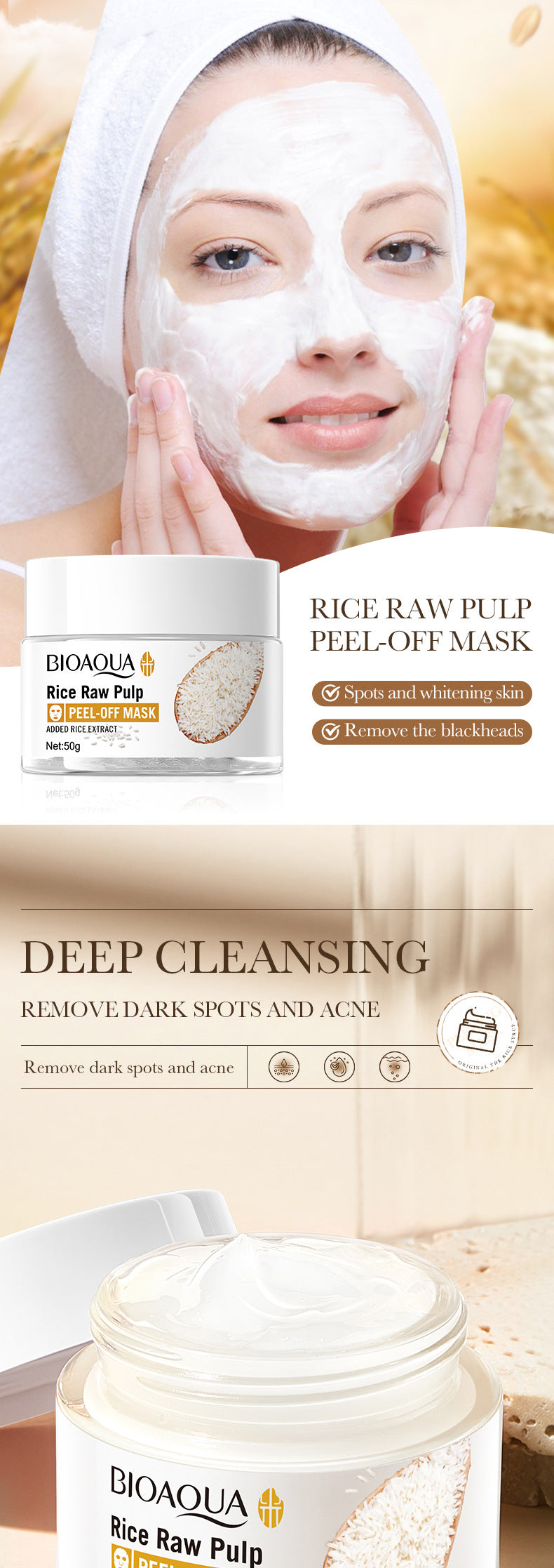 Full English Rice Skincare Set BIOAOUA Rice Puree Series Six-Piece Set Box  Wholesale