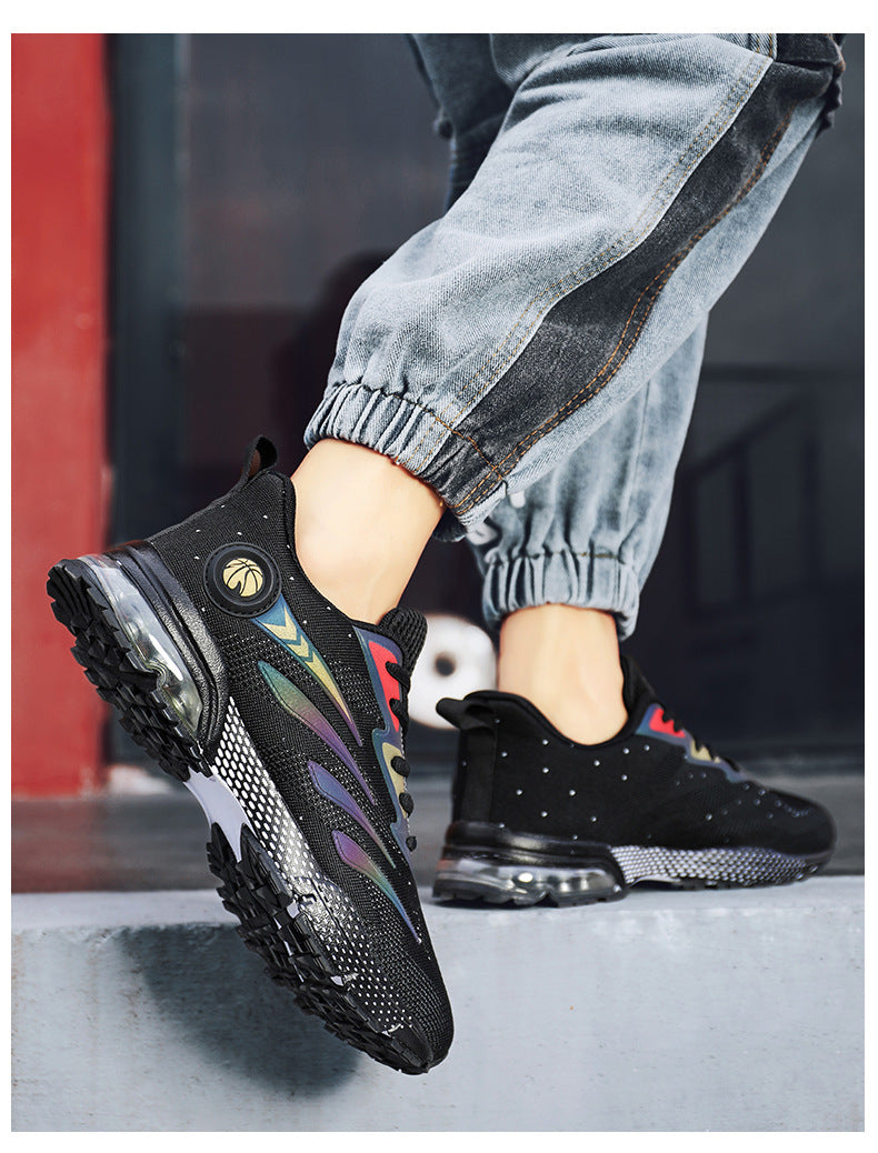 Men's Sports Casual Shoes Marathon Extra Large Size Cushion Shoes Flyknit Four Seasons Rubber Wear-resistant Non-slip Sports Shoes