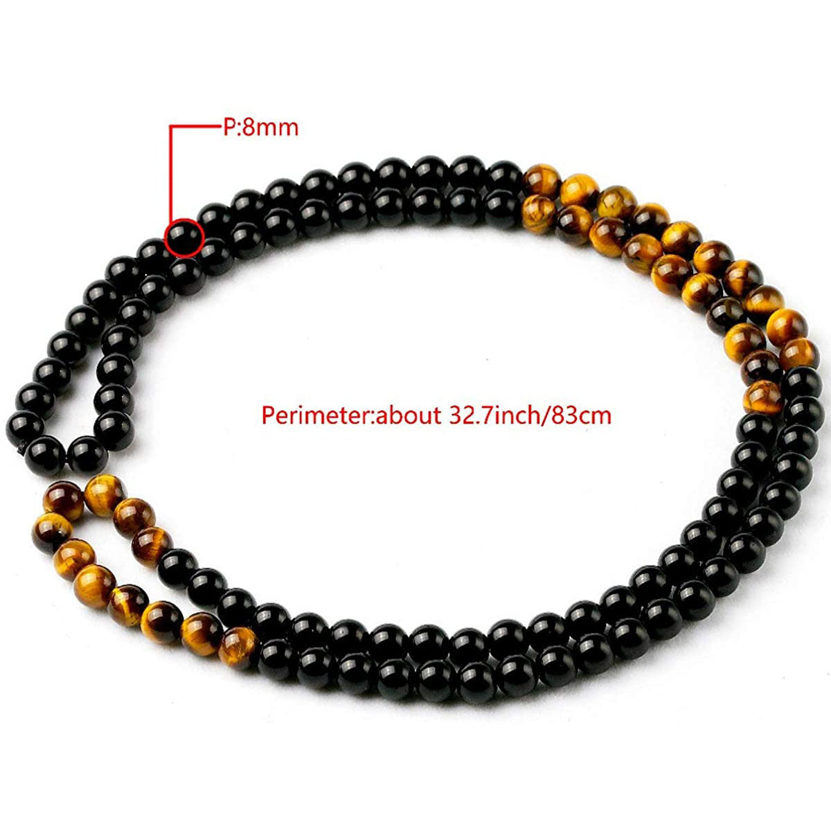 Men's Tiger Eye Stone Bracelet108Stackable Natural Stone8mm Beaded Bracelet Elastic Cord Tiger Eye Stone Long Bracelet