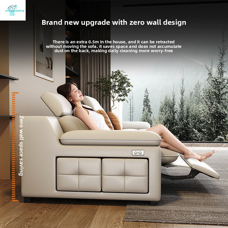 Factory Direct Sale Top Layer Cowhide Multifunctional Wall-Mounted Electric Functional Sofa Space Capsule Simple Modern Living Room Sofa