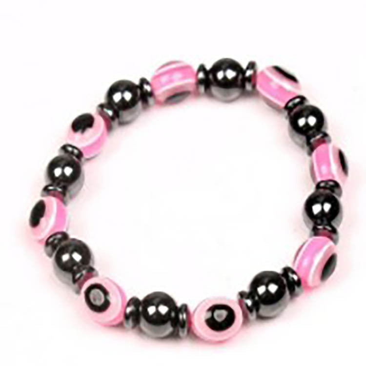 Black Gallstone Eye Bracelet Women's Gift Hematite Spacer Bracelet8mm Beaded Stretch Devil's Eye Bracelet