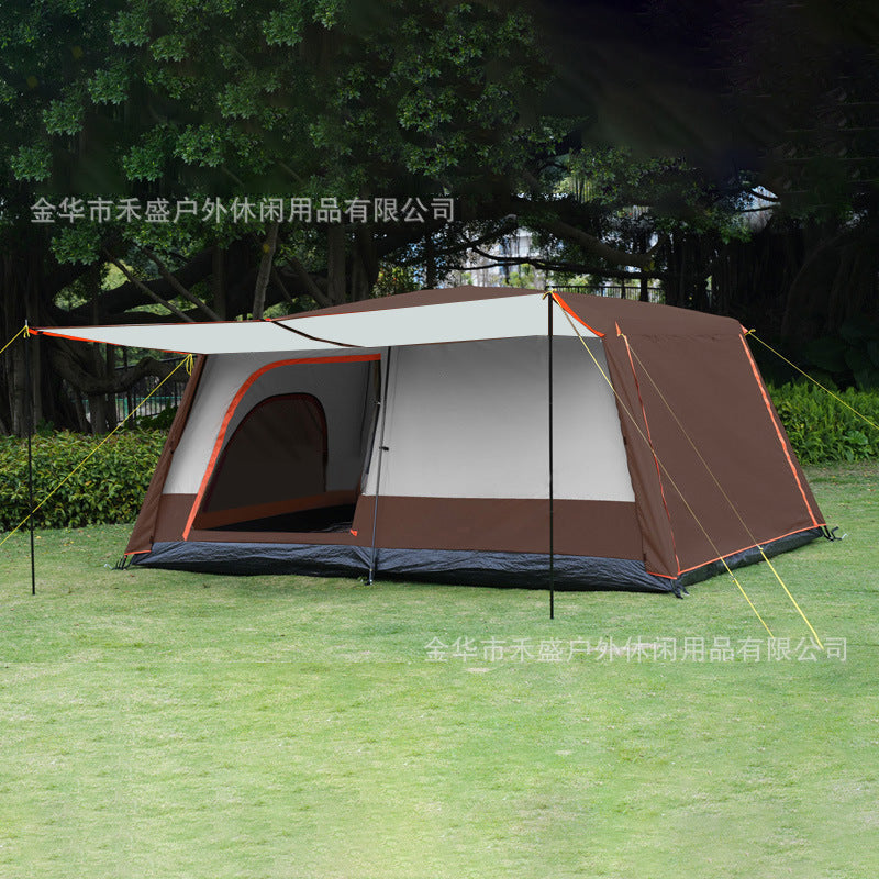 Thickened outdoor tent with two rooms and one living area, sunproof and waterproof3-12Camping Tent