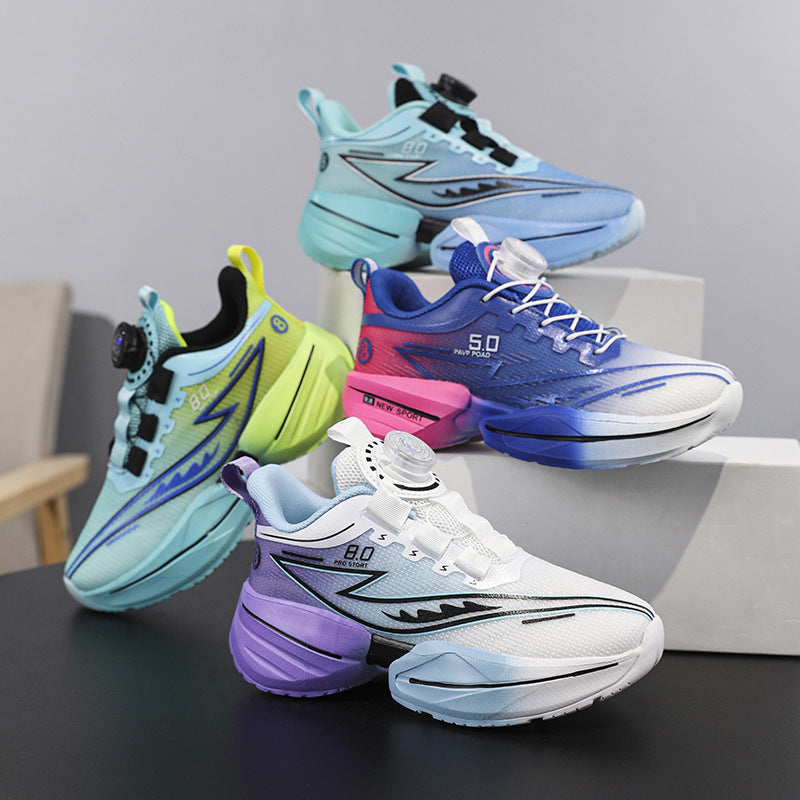 2025Summer New Boys' Shoes for Older Children Lightweight Shock-Absorbing Sports Shoes Mesh Breathable Professional Racing Running Shoes