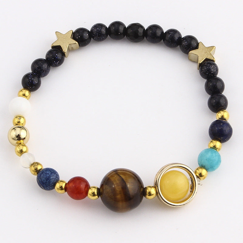 Hot-Selling Universe Galaxy Solar System Eight Planets Bracelet Guardian Star Natural Stone Bead Bracelet Seven Meridians Bracelet