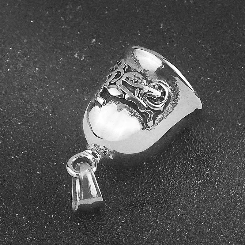 European and American Punk Jewelry Titanium Steel Necklace Pendant Retro Motorcycle Stainless Steel Motorcycle Bell Pendant Wholesale