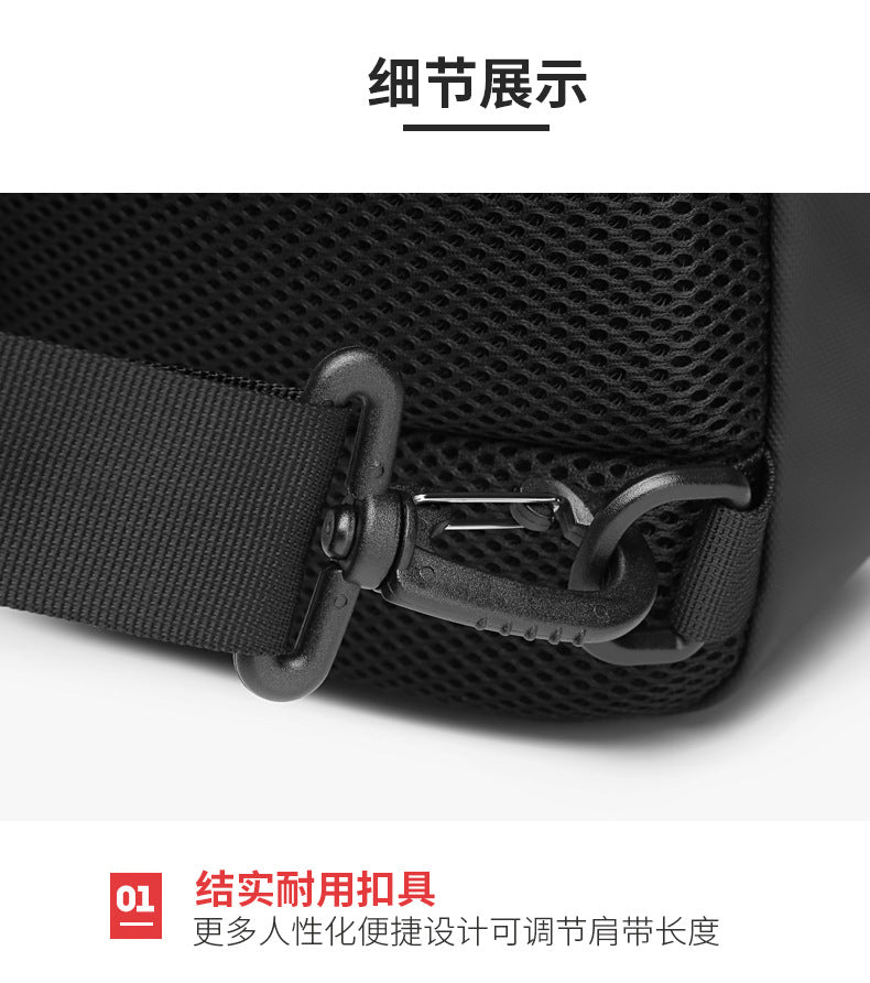 OZUKO Men's Chest Bag Trendy Brand USB Crossbody bag, water-resistant, lightweight, large capacity, single shoulder bag, outdoor chest bag