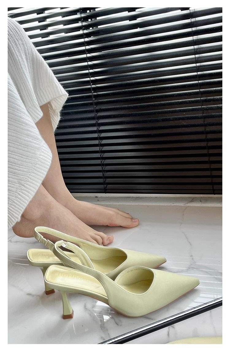 French Style Closed-Toe High Heels for Women2025New Year's New Pointed Toe Stiletto Shoes Niche Design Sense Elegant Sexy Sandals