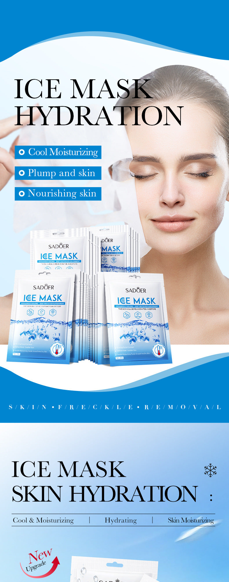 Ice Mask25g SADOER Deep Hydration Moisturizing Refreshing Face Mask Sheets Wholesale for Cross-Border Trade