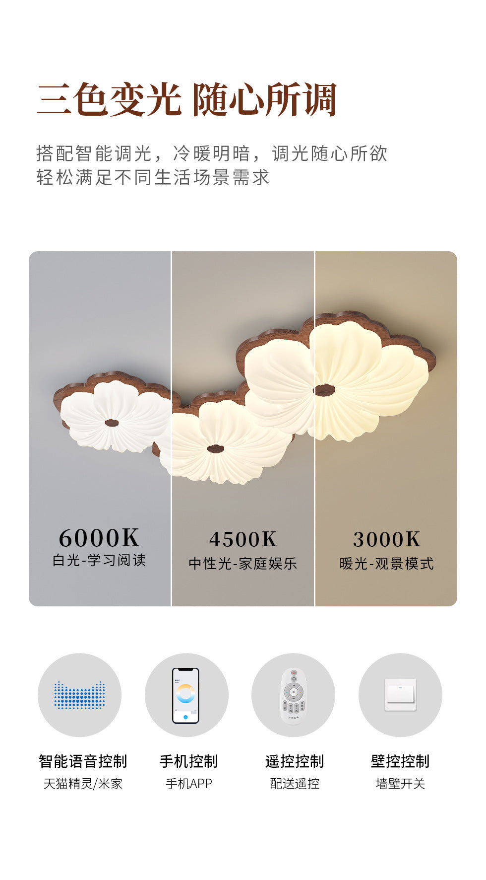 Vintage Cream Style Ceiling Light led Full Spectrum Eye Protection Walnut Wood Living Room Lamp Atmospheric Room Bedroom Lamp