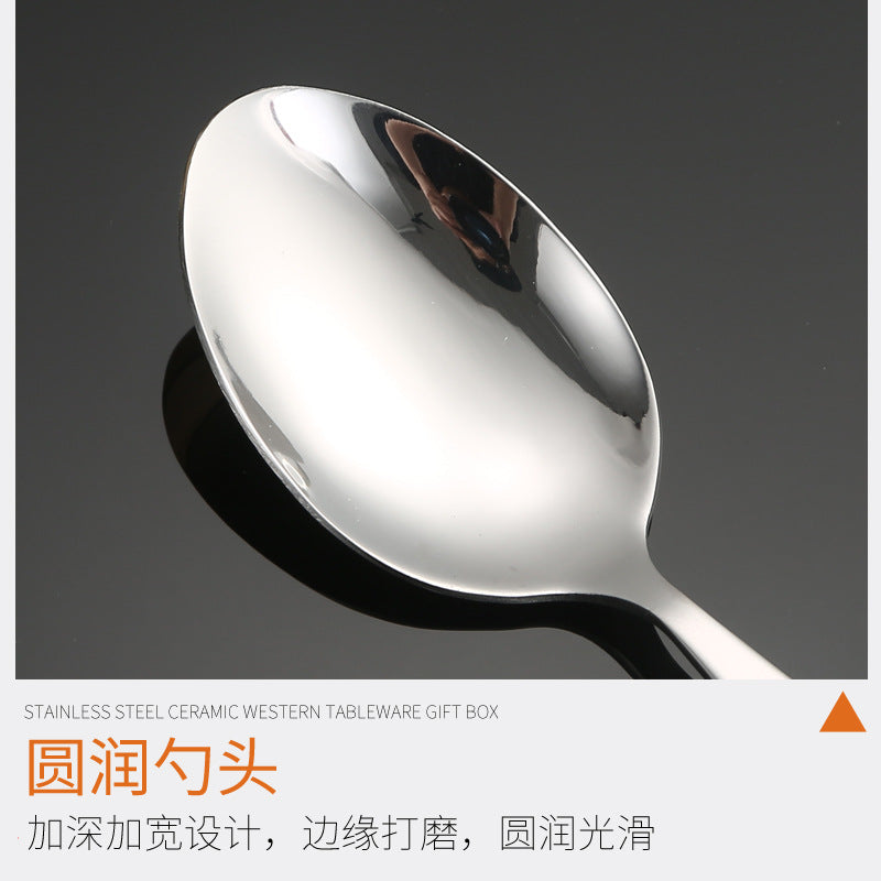 Stainless Steel Tableware Hotel Restaurant Pearl Ceramic Handle Knife Fork Spoon4Set of Western Steak Cutlery