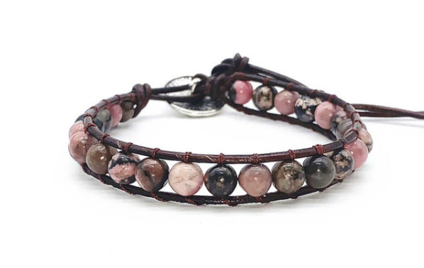 108Pink Quartz Bracelet Lotus Lucky Tree Pendant Labradorite Braided Bracelet Agate Tiger Eye Elastic Bracelet