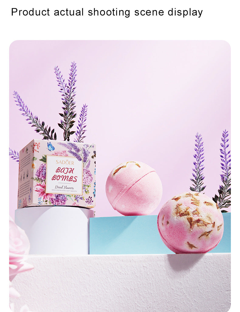 Full English Dried Flower Explosive Bath Salt Ball100gSADOER Clean Fragrance Bath Ball  Wholesale