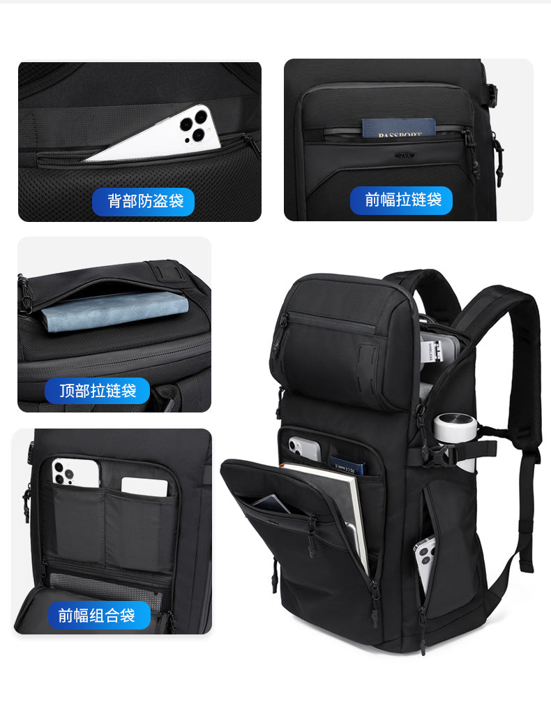 ozuko Casual Backpack Men's Computer Backpack Waterproof Oxford Cloth Large Capacity Commuting Travel School Bag