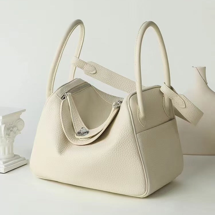 Doctor Genuine Leather Women's Bag2024Handheld Top Layer Cowhide Lychee Pattern Lindy Bag Single Shoulder Handbag Medicine Box Trendy