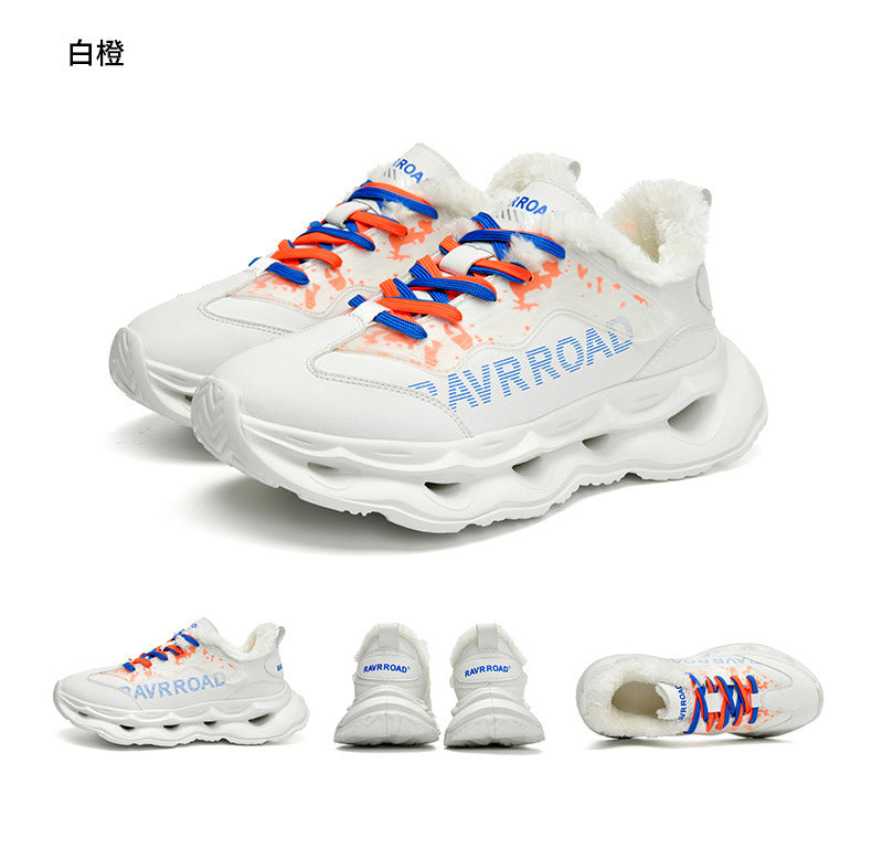 Winter New Ultra-fiber Leather Waterproof Fashion Casual Sports Shoes with Fleece Lining Warm Men's Shoes Non-slip Wear-resistant Running Shoes