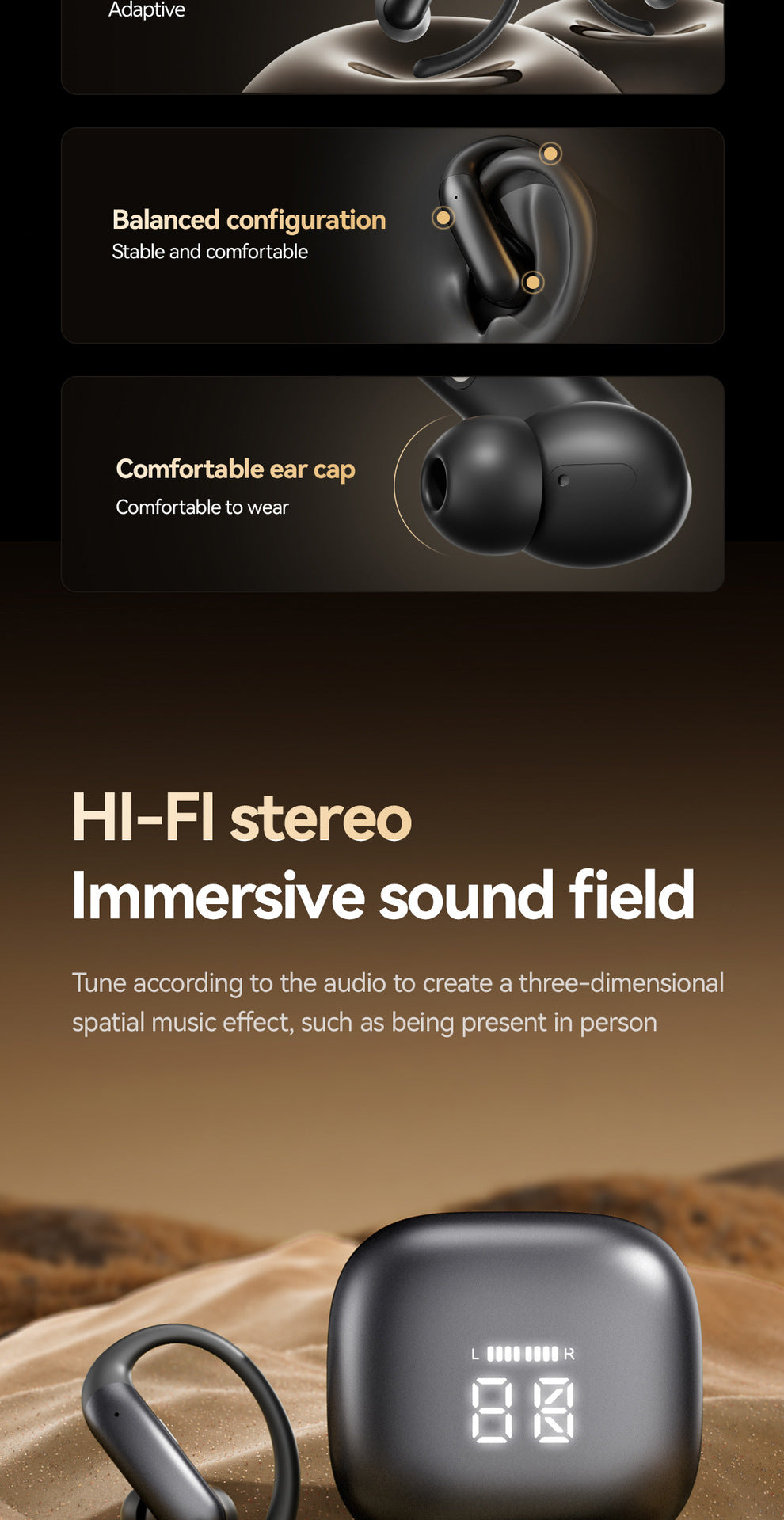 New M145Long Battery Life Ear-Hook and In-Ear Headphones Private Model Low Latency Wireless Bluetooth Earphones