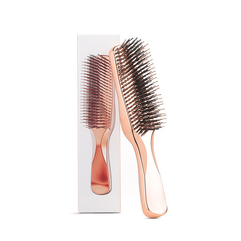 Electroplated Fine Needle Comb Head Meridian Massage Comb Scalp Cleaning Care Comb Dry and Wet Dual-use Portable Hairdressing Comb